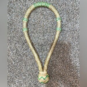 Braided Rawhide Horse Bosal, natural w light green accent